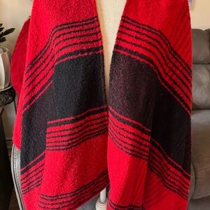 Express Red and Black Knit Poncho